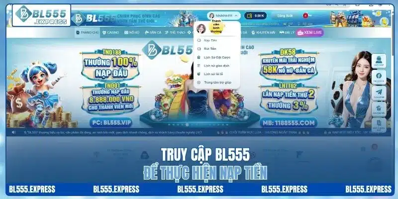 Truy cập BL555 để thực hiện nạp tiền